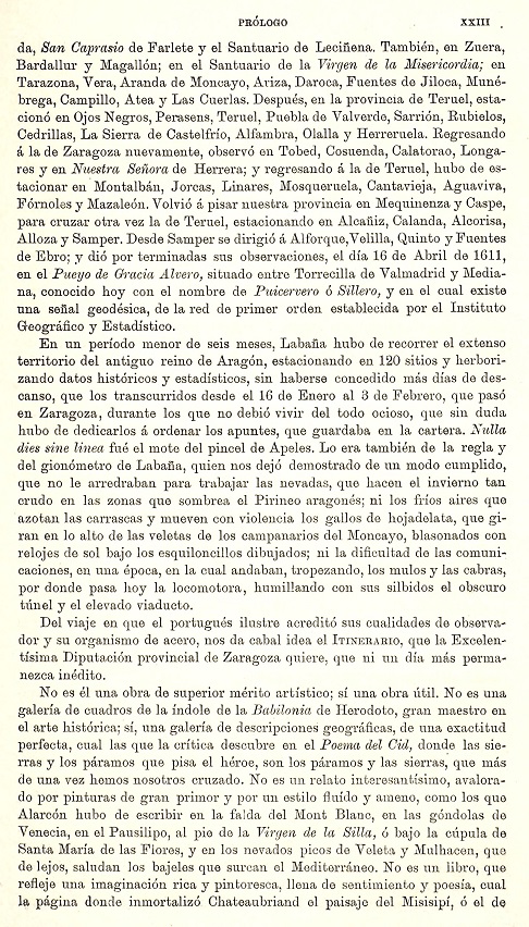 XXIII Prólogo. 1895 Itinerario Aragón Labanna