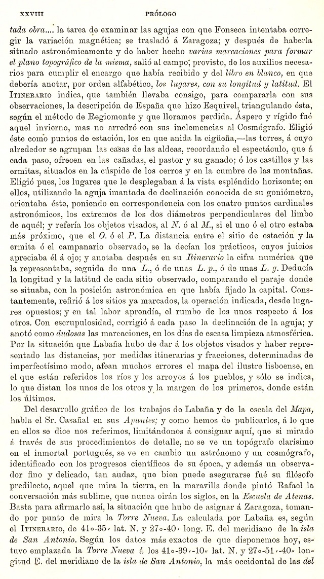 XXVIII Prólogo. 1895 Itinerario Aragón Labanna