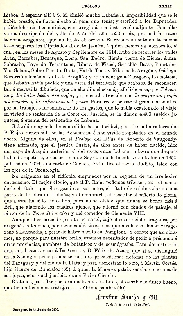 XXXIX Prólogo. 1895 Itinerario Aragón Labanna