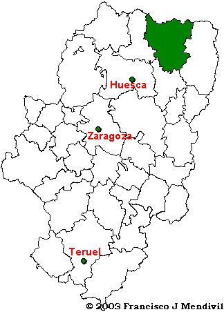 Comarca del Sobrarbe dentro de Aragón