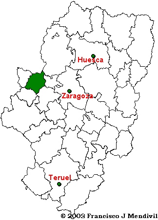 Situación de la comarca Campo de Borja dentro de Aragón