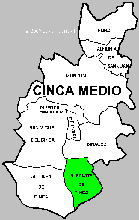 Municipio Albalate de Cinca dentro de la comarca Cinca Medio