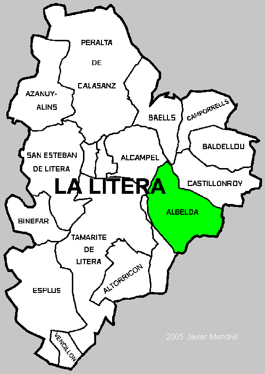 Municipio de Albelda dentro de la Comarca de La Litera/ La Llitera