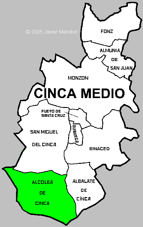 Municipio Alcolea de Cinca dentro de la comarca Cinca Medio