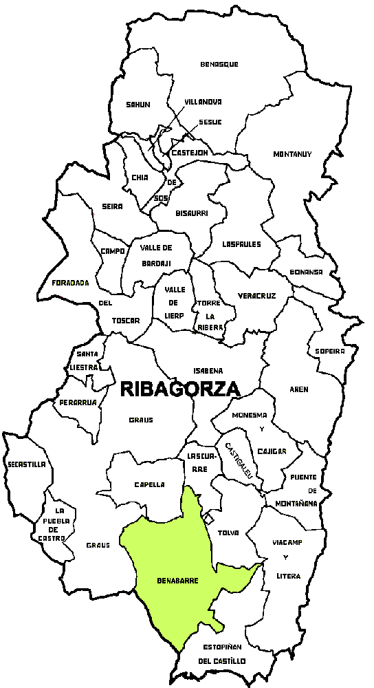 Termino municipal de Benabarre dentro de la Comarca de Ribagorza