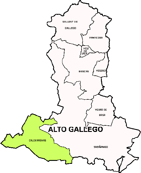 Municipio Caldearenas dentro de la comarca Alto Gállego