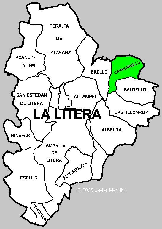 Municipio de Camporr�lls dentro de la comarca La Litera/ La Llitera