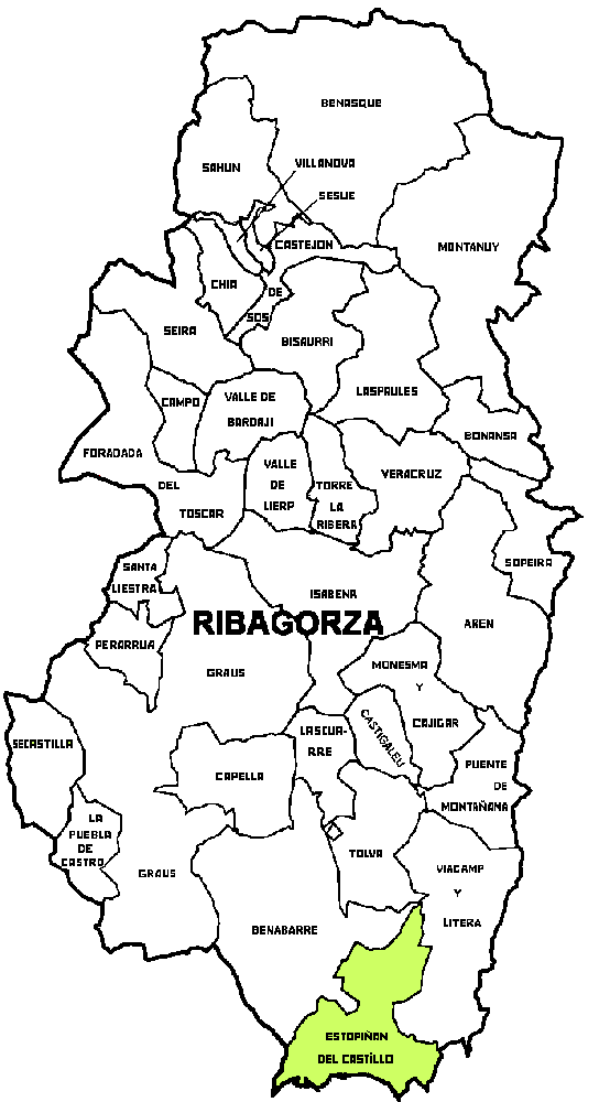 Municipio Estopi�an del Castillo dentro de la comarca de la Ribagorza