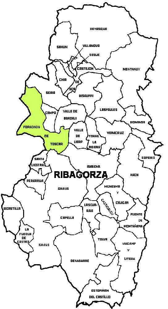 Municipio de Foradada de Toscar dentro de la comarca de La Ribagorza