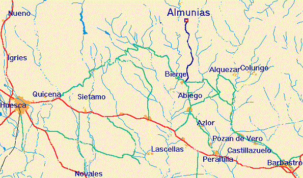 Mapa para llegar al municipio Pozán de Vero