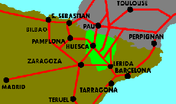 Huesca mapa de situación de la Provincia