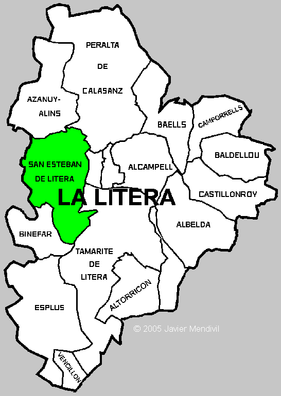 Municipio de San Esteban de Litera dentro de la comarca de La Litera/ La Llitera