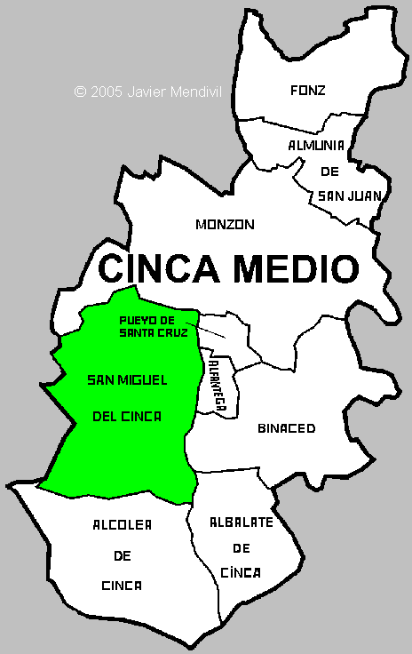 Municipio de San Miguel del Cinca dentro de la comarca Cinca Medio