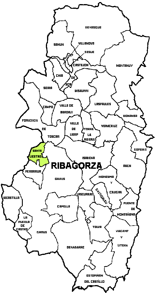 Municipio de Santa Liestra y San Quilez dentro de la comarca de Ribagorza