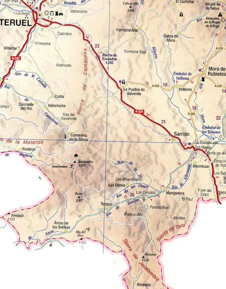 Mapa de Sarri�n en la provincia de Teruel
