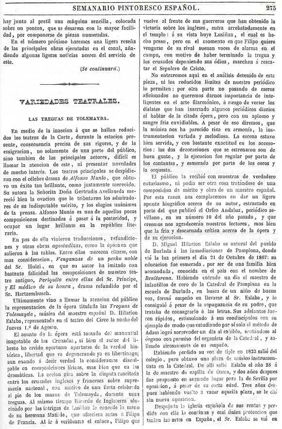 1844 Semanario Pintoresco Español. Página 275