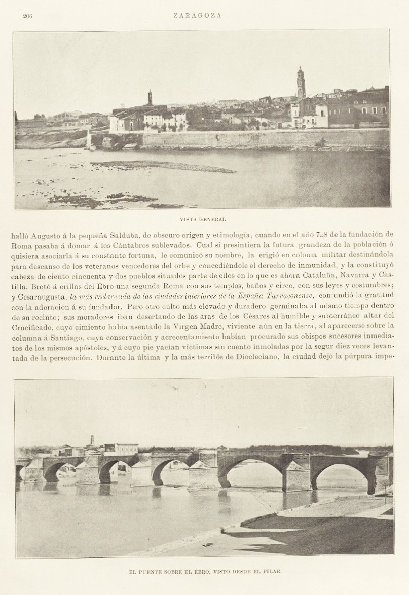 1905 Maravillas De España. Página 206. Panorámica desde El Ebro y Puente 1905 Maravillas De España. Página 206 Panorámica desde El Ebro y Puente