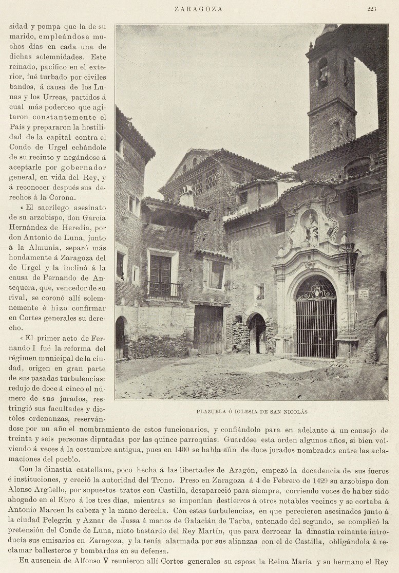 1905 España artística-monumental. Página 223. Plazuela e Iglesia de San Nicolas 1905 España artística-monumental. Página 223. Plazuela e Iglesia de San Nicolas