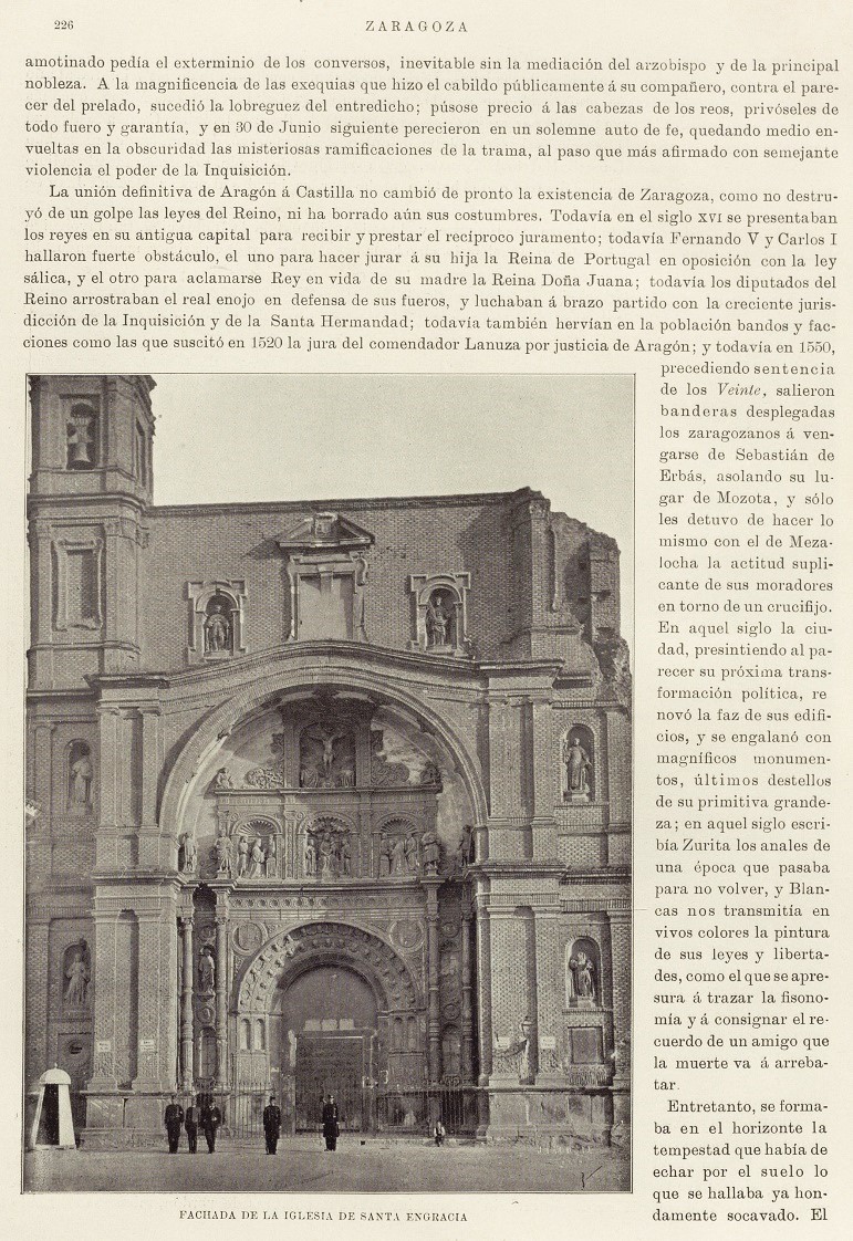 1905 España artística-monumental. Página 226. Fachada de la Iglesia de Santa Engracia 1905 España artística-monumental. Página 226. Fachada de la Iglesia de Santa Engracia