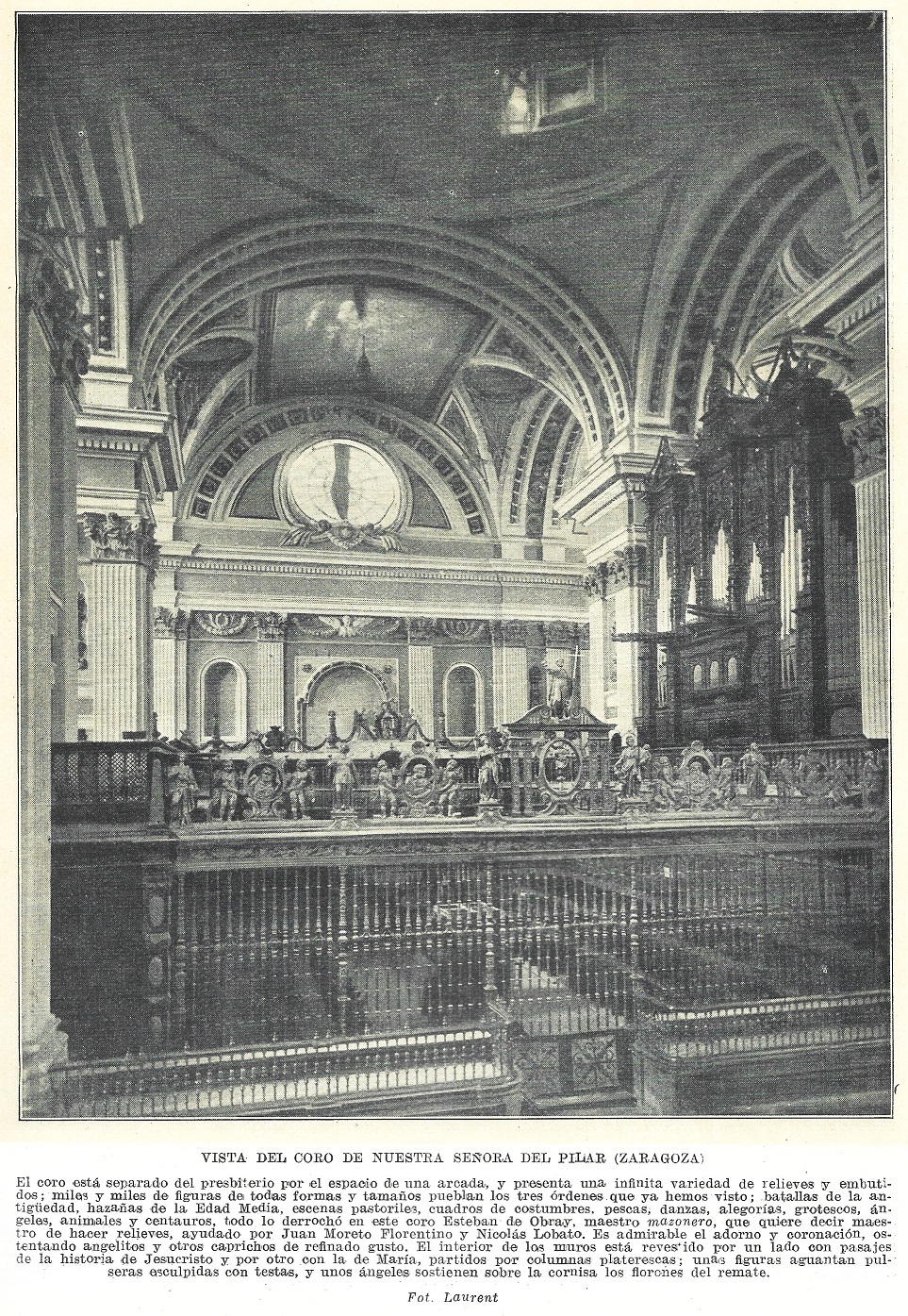 Vista del Coro de Nuestra Señora Del Pilar (Zaragoza).