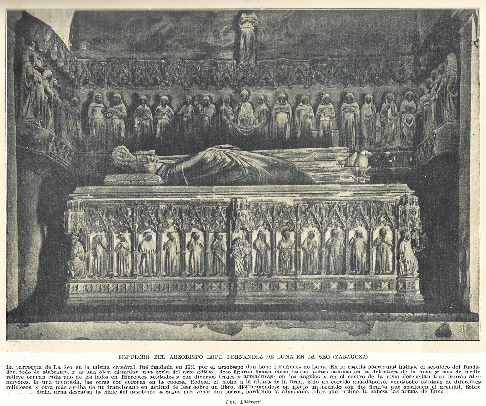 Sepulcro del arzobispo Lope Fernandez de Luna, en la Seo De Zaragoza.