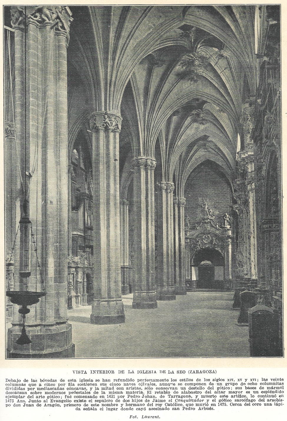 Vista Interior de la Iglesia de La Seo (Zaragoza).