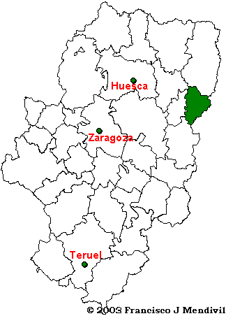 Mapa de la Comarca de La Litera dentro de Aragón