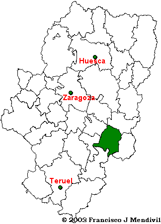 Mapa Comarca del Bajo Aragón dentro de Aragón