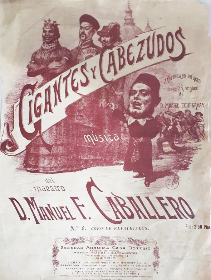 Zarzuela Gigantes y cabezudos 1898. Entrada / Presentación
