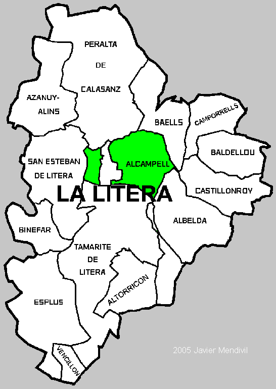 Municipio Alcampell dentro de la comarca La Litera/ La Llitera
