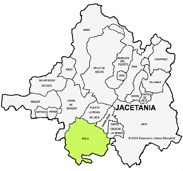 Termino municipal de Bailo dentro de la comarca de la Jacetania