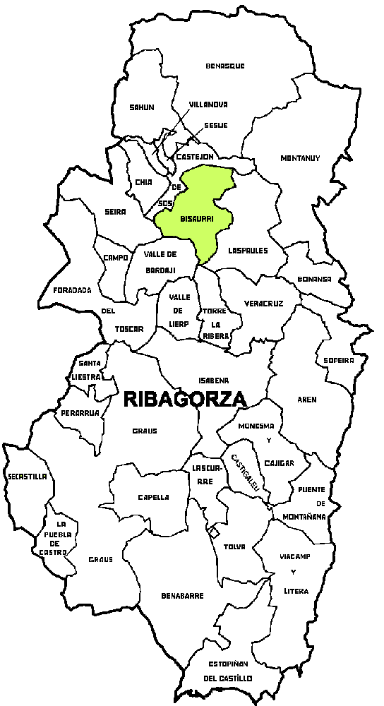 Municipio de Bisaurri dentro de la comarca de La Ribagorza