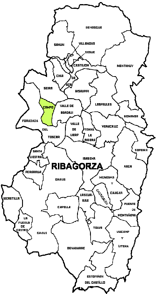 Municipio de Campo dentro de la comarca de Ribagorza