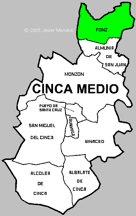 Municipio de Fonz dentro de la comarca de Cinca Medio
