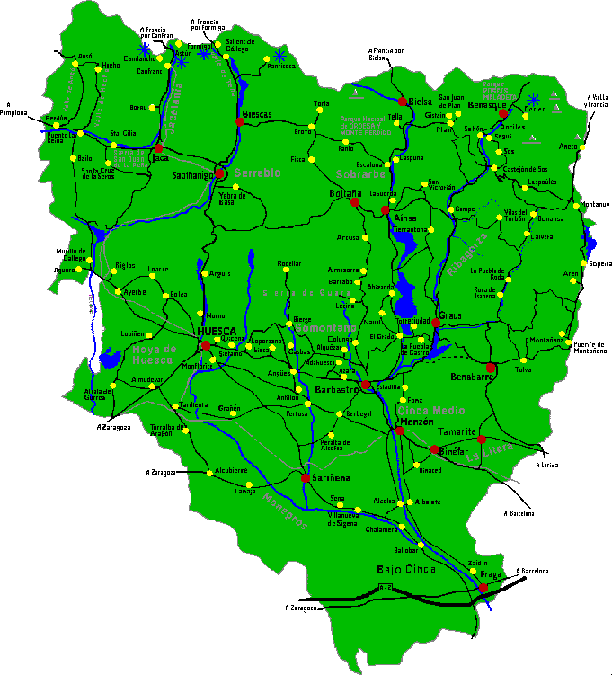 Mapa de la Provincia de Huesca