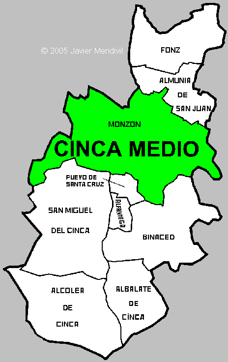 Municipio de Monzón dentro de la comarca de Cinca Medio