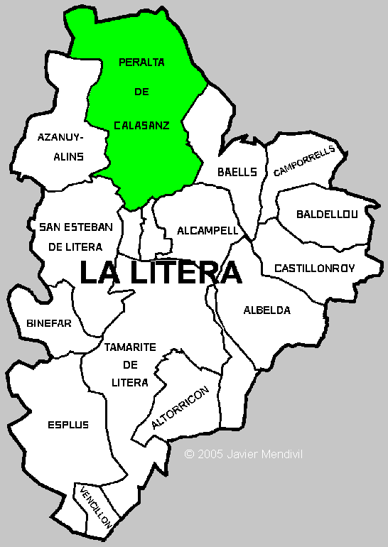 Municipio de Peralta de Calasanz dentro de la comarca de La Litera/ La Llitera