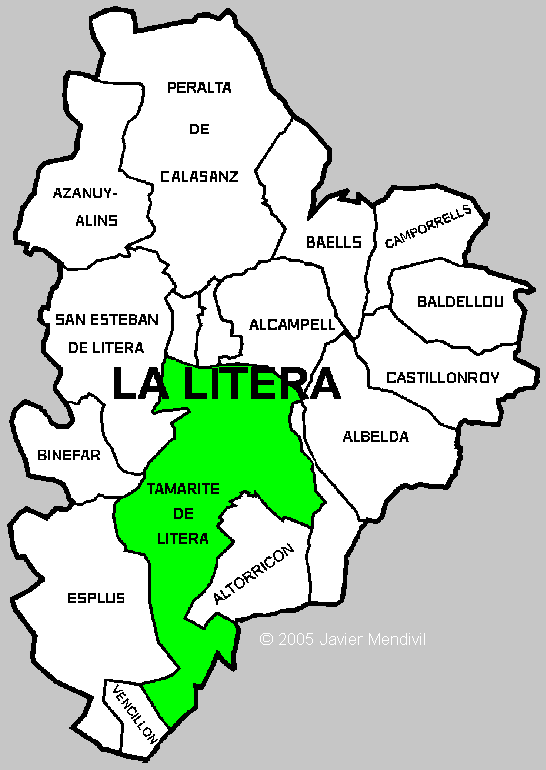 Municipio de Tamarite de Litera dentro de la comarca de La Litera