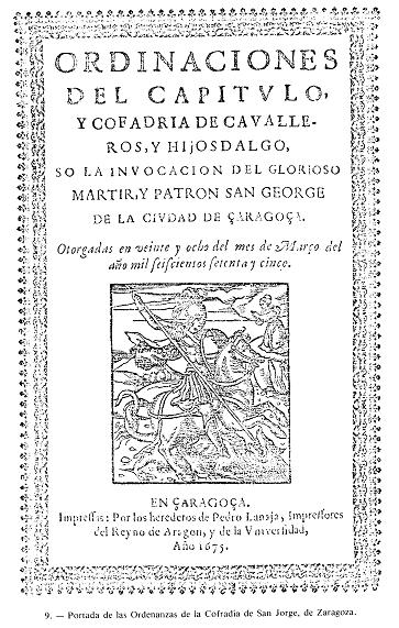 Ordenanzas de la Cofradía de San Jorge, de Zaragoza.