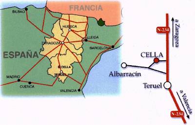 mapa Como llegar a Cella