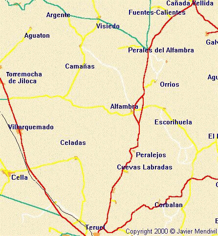 Mapa situacion pueblos de la Provincia de Teruel