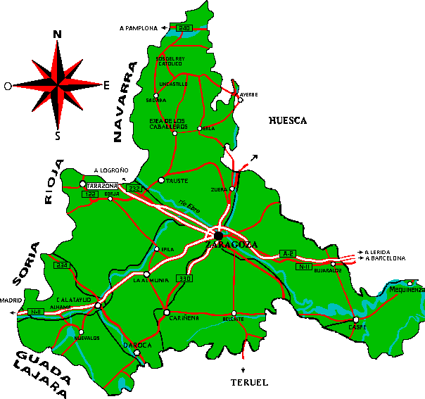 Mapa de situación de Tarazona dentro de la provincia de Zaragoza